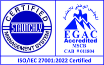 Sistema de gestión certificado por Staunchly, acreditado por EGAC: ISO/IEC 27001:2022